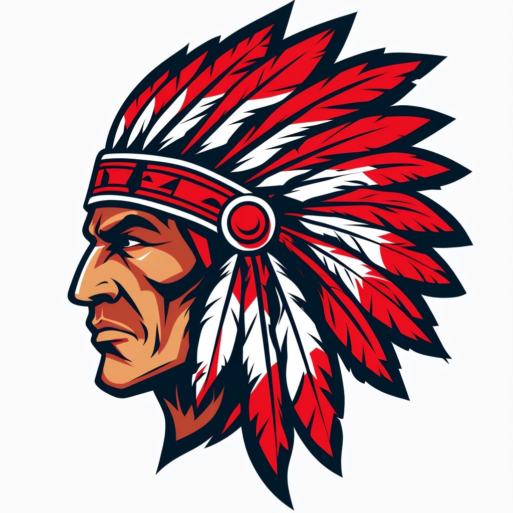 Stylized Native American Chief Cartoon Illustration T-Shirt