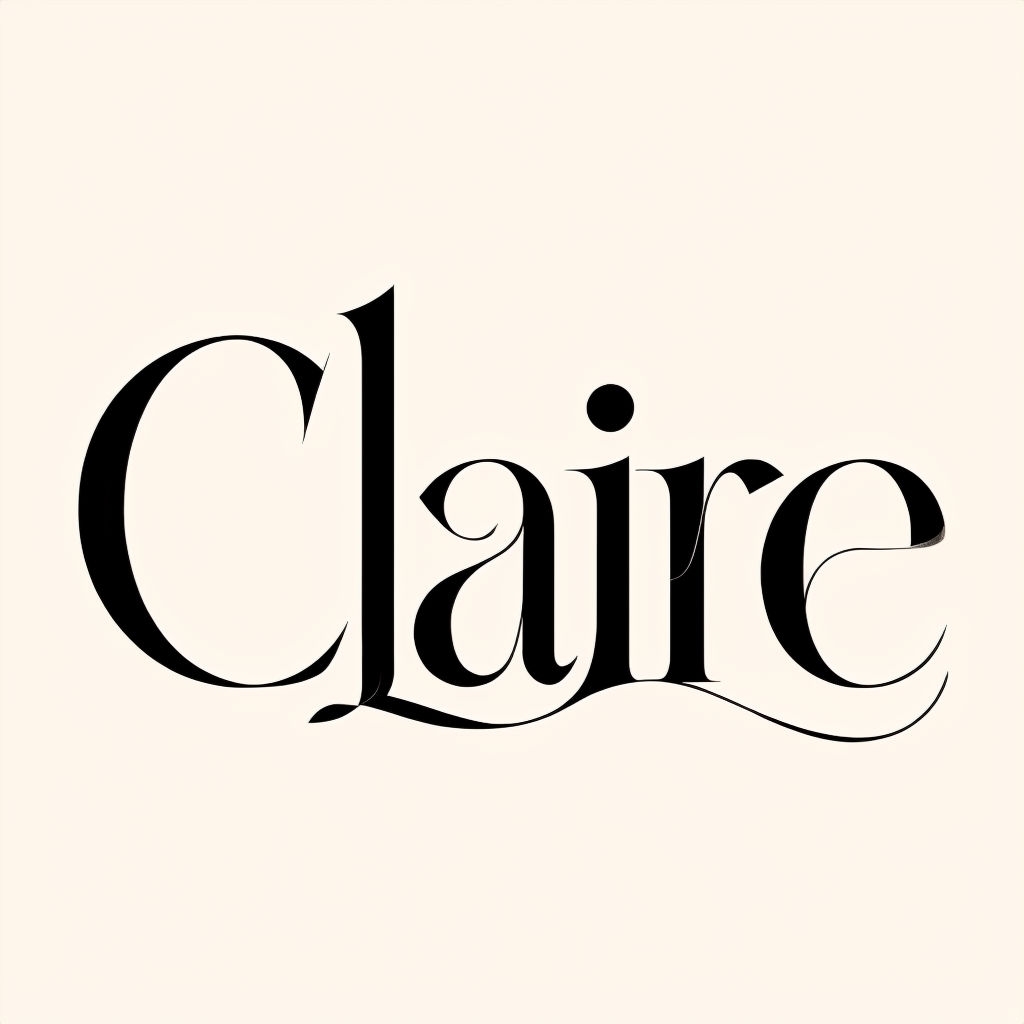 Elegant Calligraphic Claire Design on Beige Background Monogram