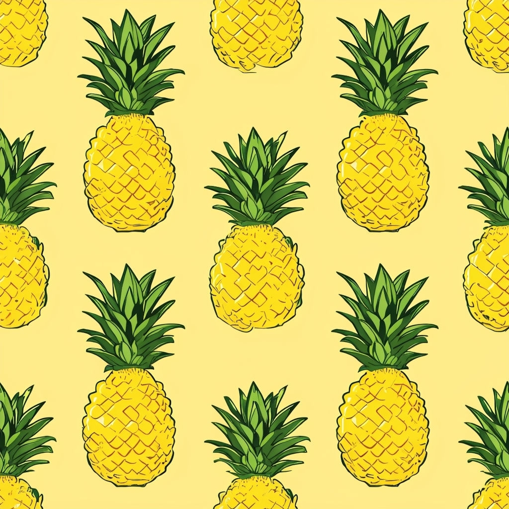 Cheerful Seamless Pineapple Pattern on Bright Yellow Background Seamless Pattern