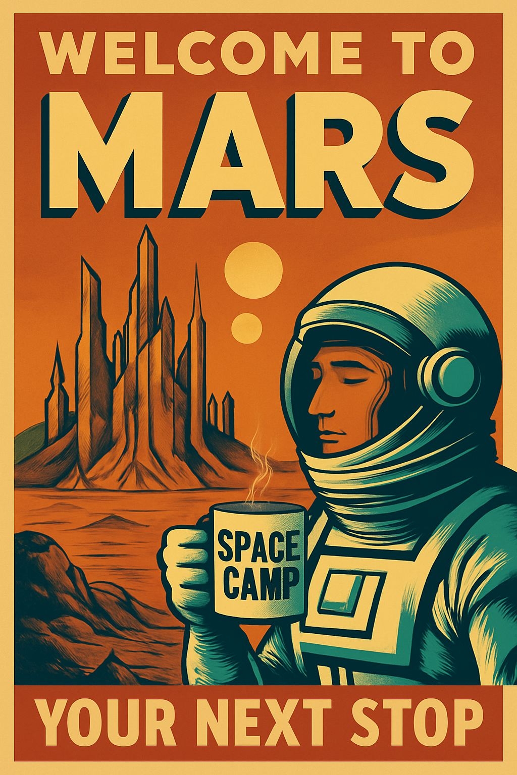 Welcome to Mars Retro Astronaut Adventure Poster