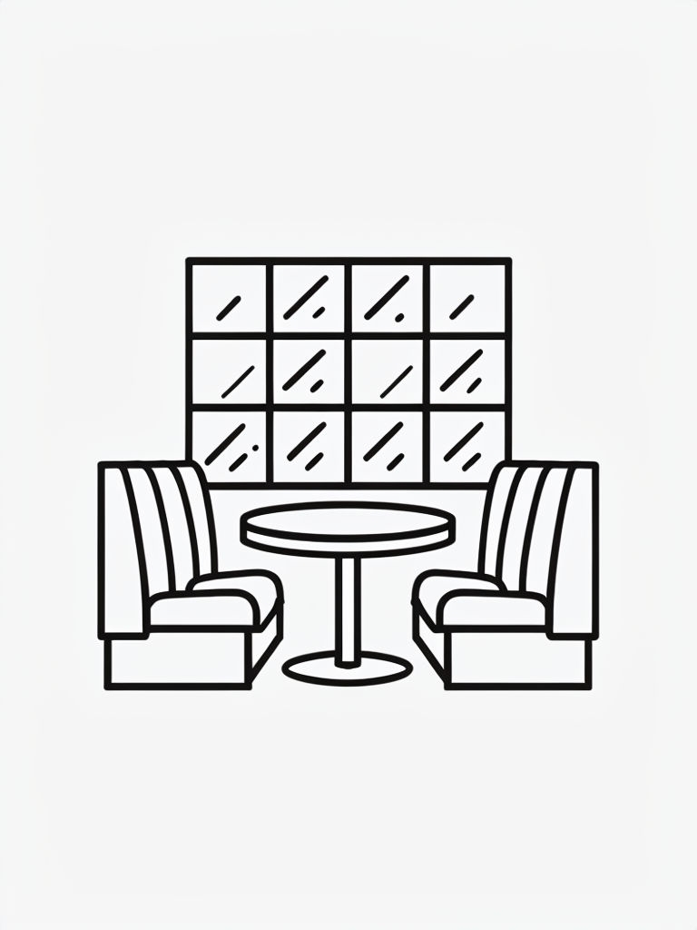 Minimalist Line Art Interior Design Icon for Coloring Book Pages