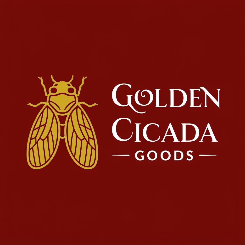 Elegant Golden Cicada Minimalist Gift Shop Logo Design