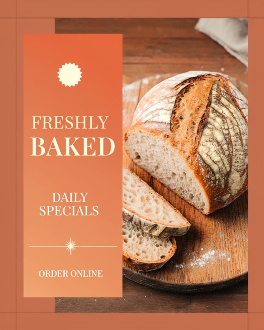 Freshly Baked Artisanal Sourdough Bread Ad Design