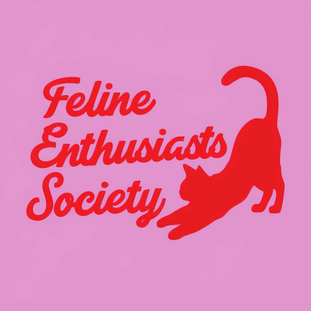 Feline Enthusiasts Society Vibrant Text and Cat Silhouette Poster