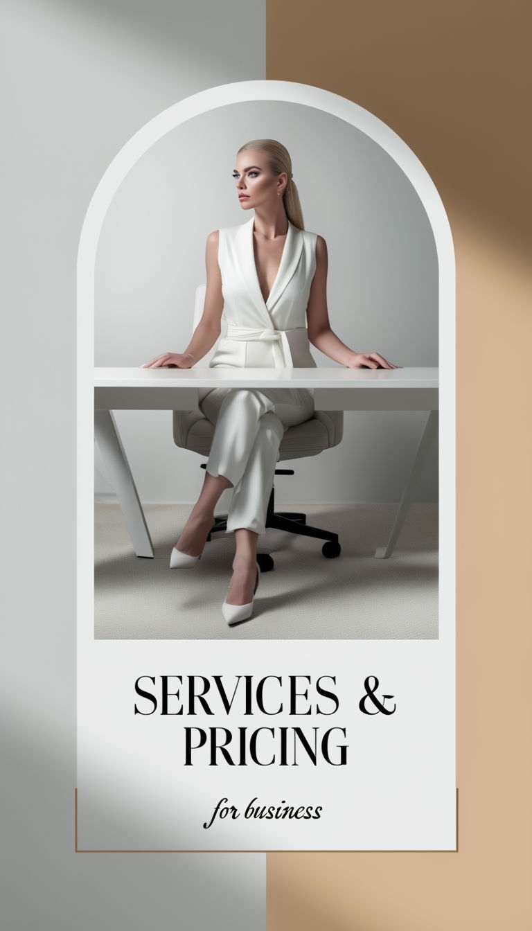 Elegant Business Services Advertisement Featuring Professional Woman Social Media Post