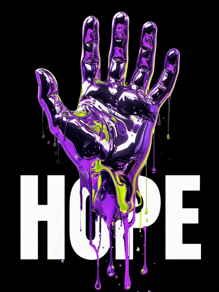Liquid Hand Abstract Art with Hope Typography T-Shirt