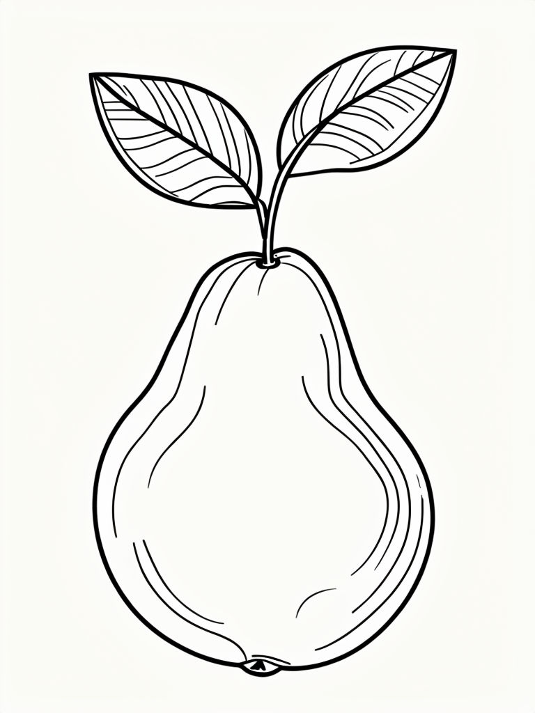 Minimalist Line Drawing of a Pear Illustration Coloring Book Pages
