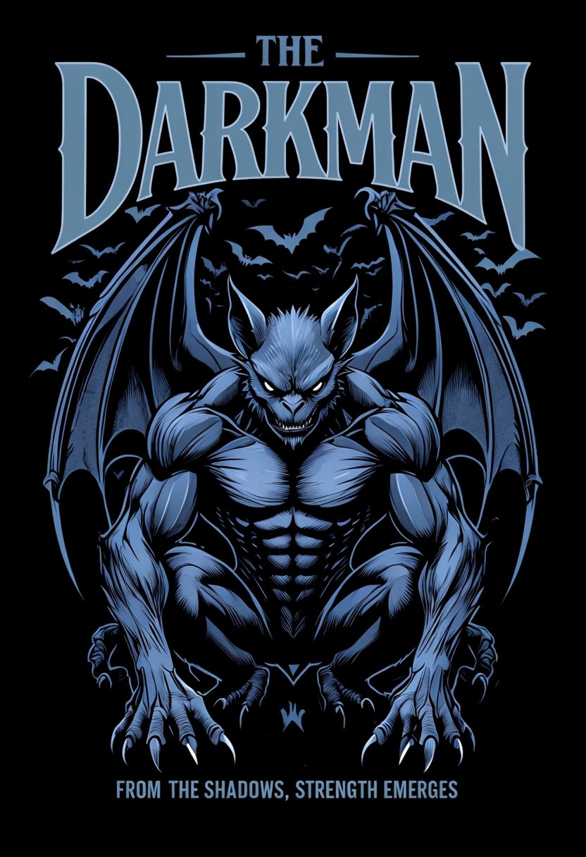 Gothic Darkman Bat Creature with Powerful Tagline T-Shirt