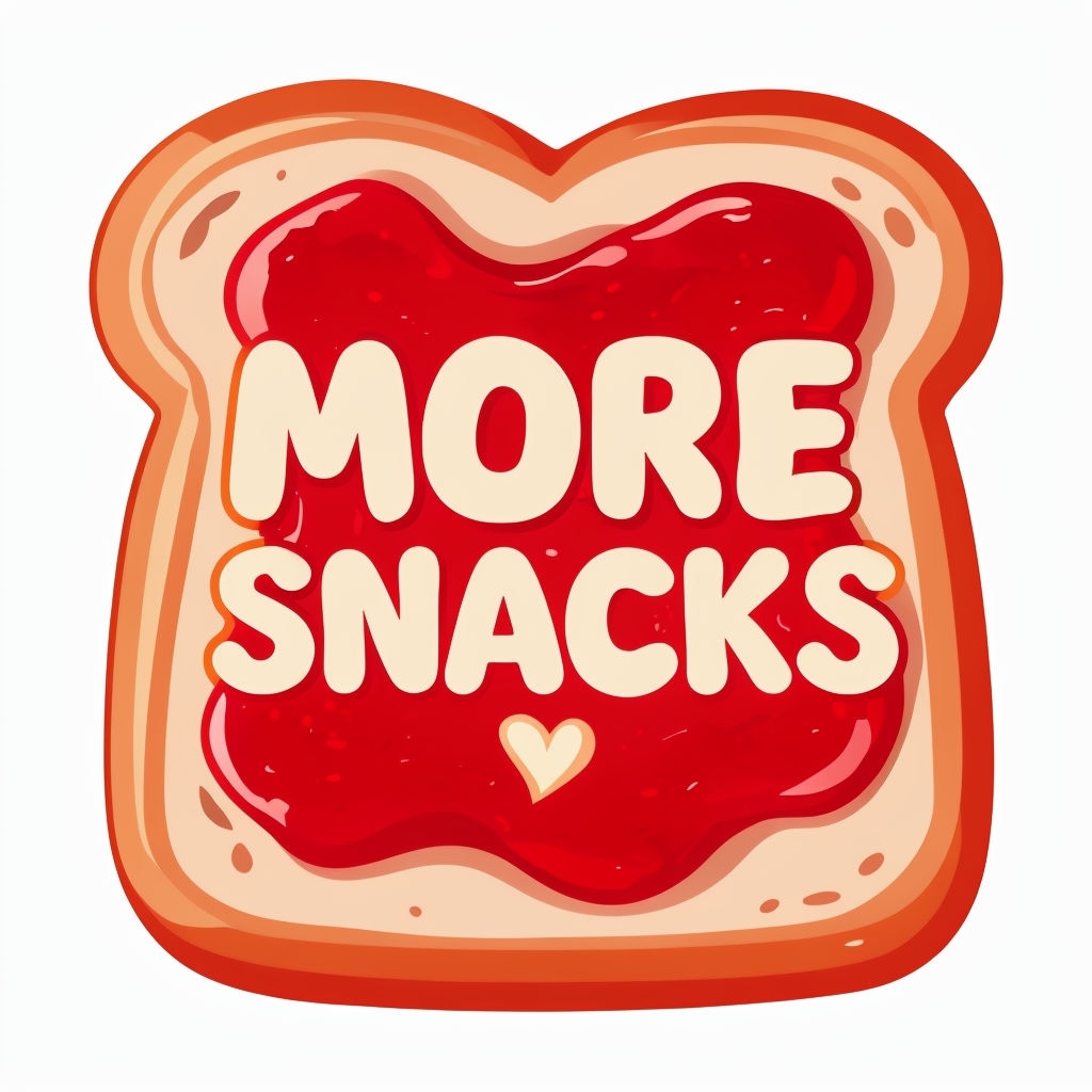 Cheerful Cartoon Toast Slice with 'More Snacks' Message Poster