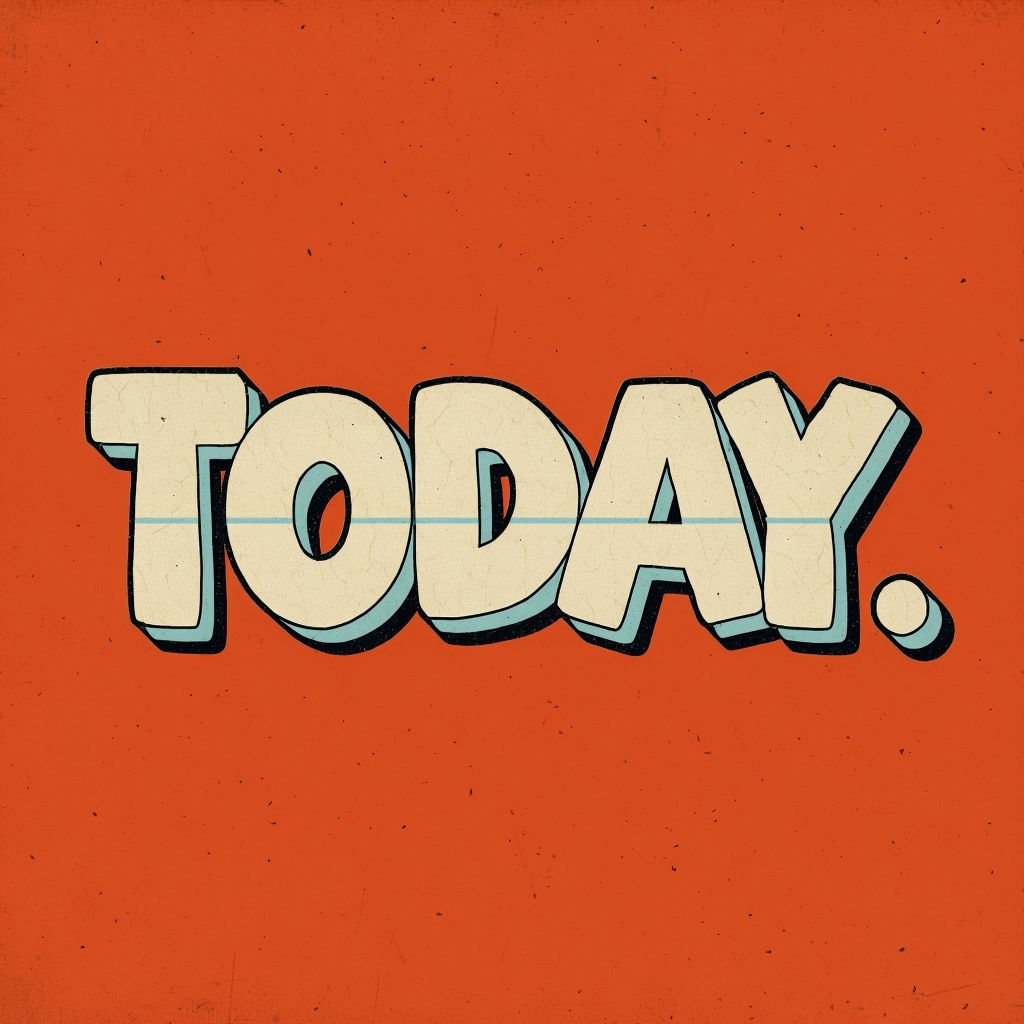 Cream Vintage Today Text Design T-Shirt
