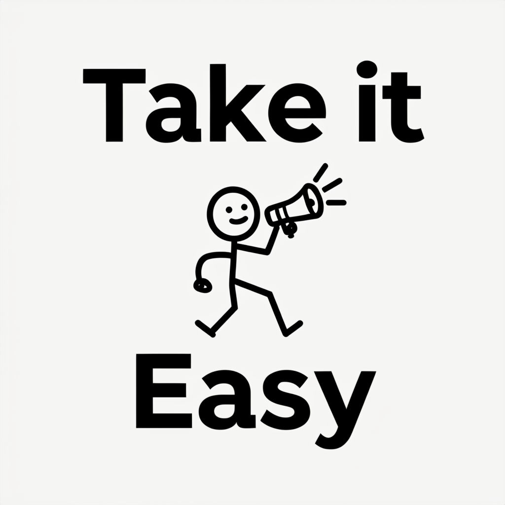 Take It Easy Motivational Stick Figure Design T-Shirt