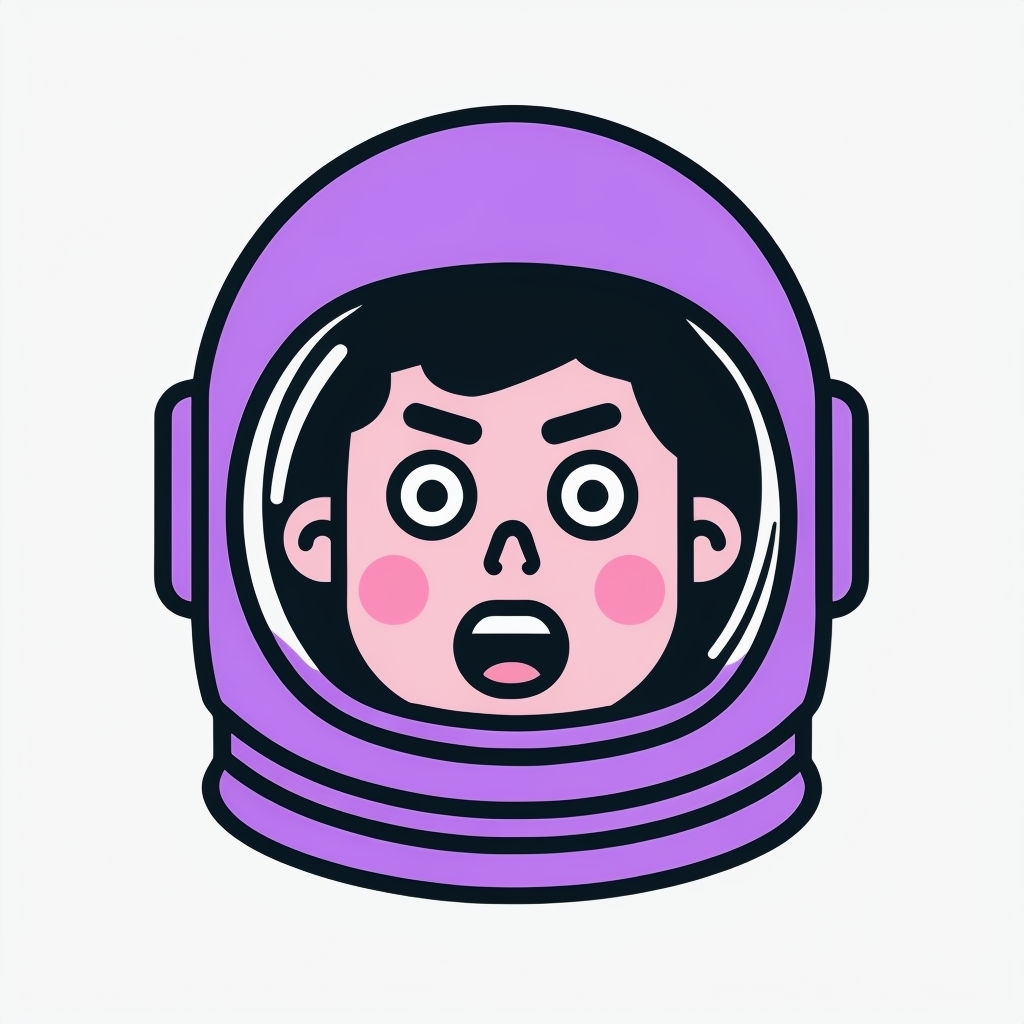 Vibrant Lavender Astronaut Helmet Character Illustration Sticker