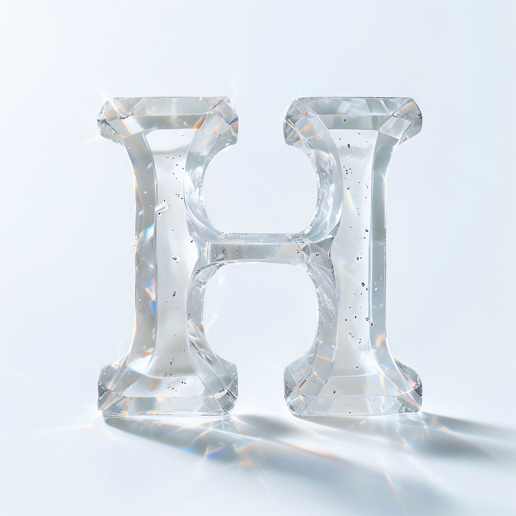 Elegant Translucent Glass Monogram Letter H Design Monogram