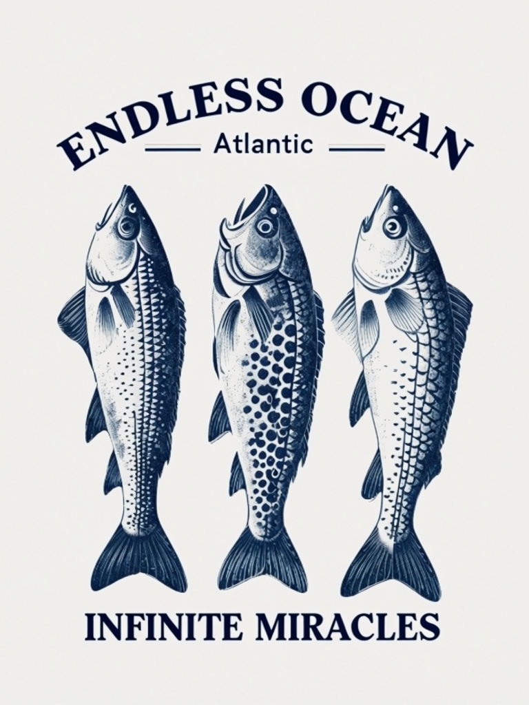 Endless Ocean Nautical Fish Design Graphic T-Shirt
