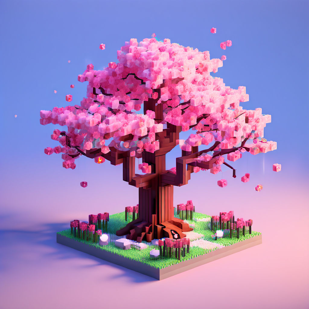 Cherry blossom tree in Minecraft style by Ryan McQuillan - Playground