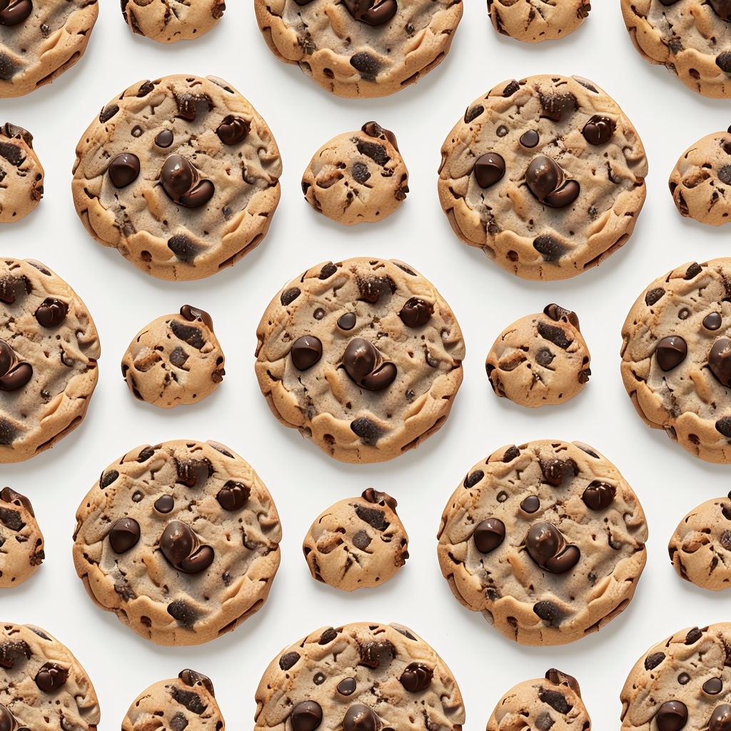 Delicious Chocolate Chip Cookies Seamless Pattern Design