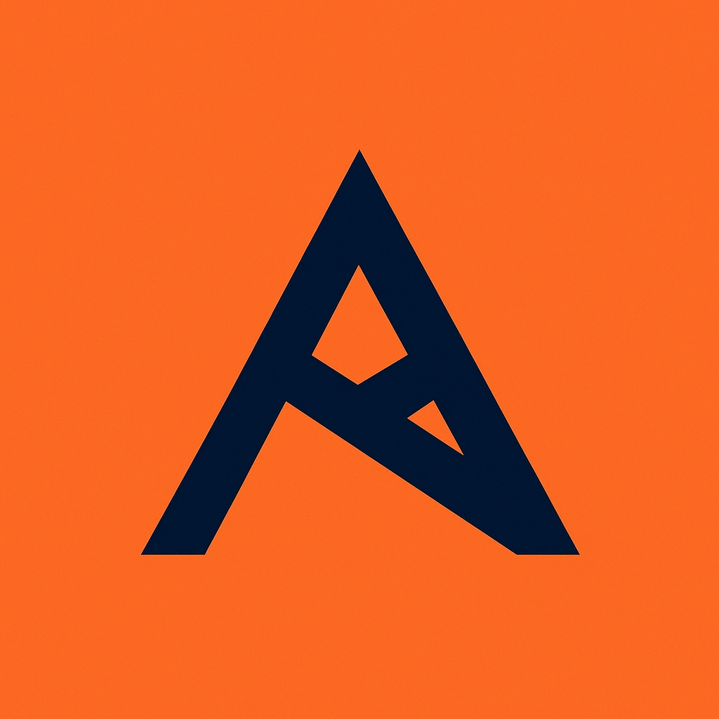 Modern Minimalist Navy Blue Triangular Monogram Design