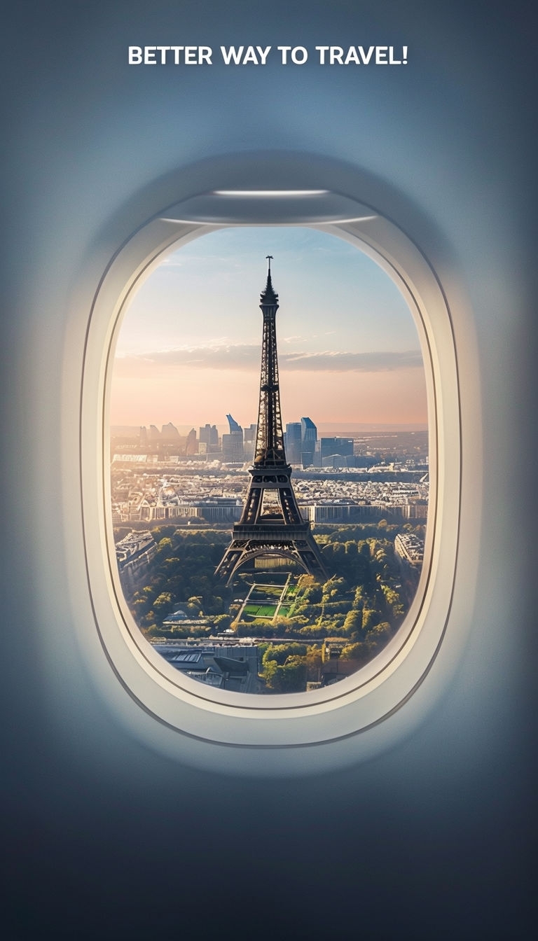 Aerial View of Paris from Airplane Window Travel Poster