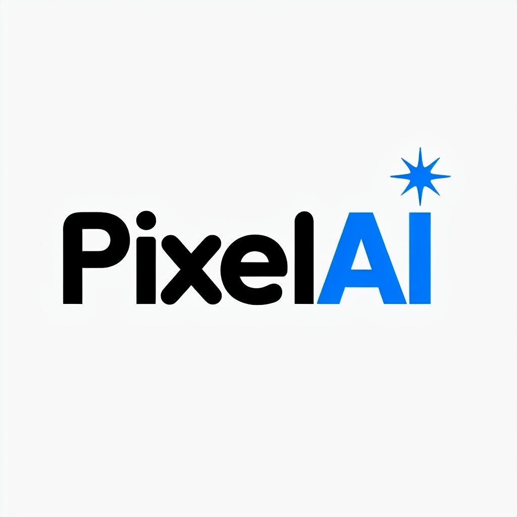 Modern PixelAI Logo Design with Dynamic Star Element Logo