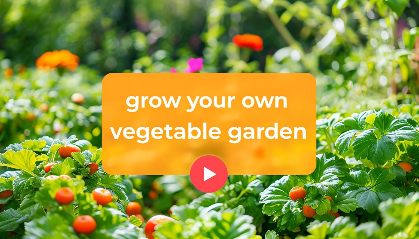 Vibrant Vegetable Garden Photography Encouraging DIY Gardening Social Media Post