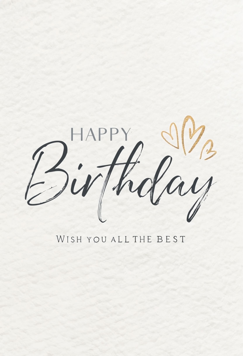 Elegant Minimalist Birthday Greeting Card with Handwritten Message