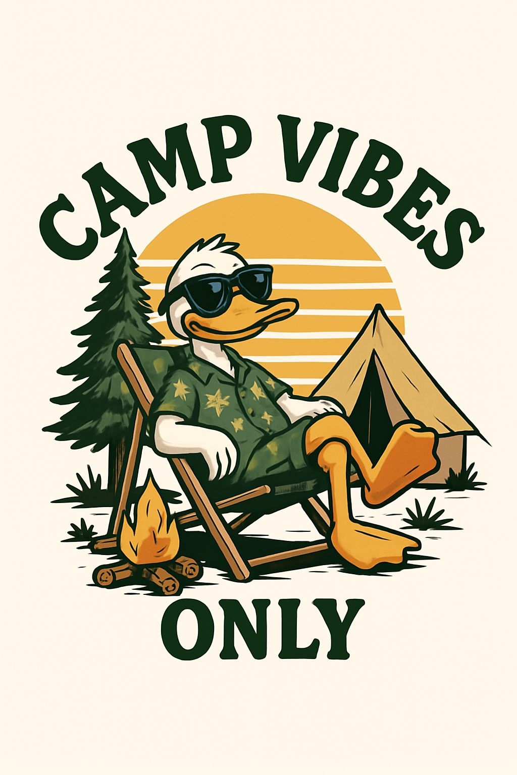 Relaxed Cartoon Duck Camping with Camp Vibes T-Shirt
