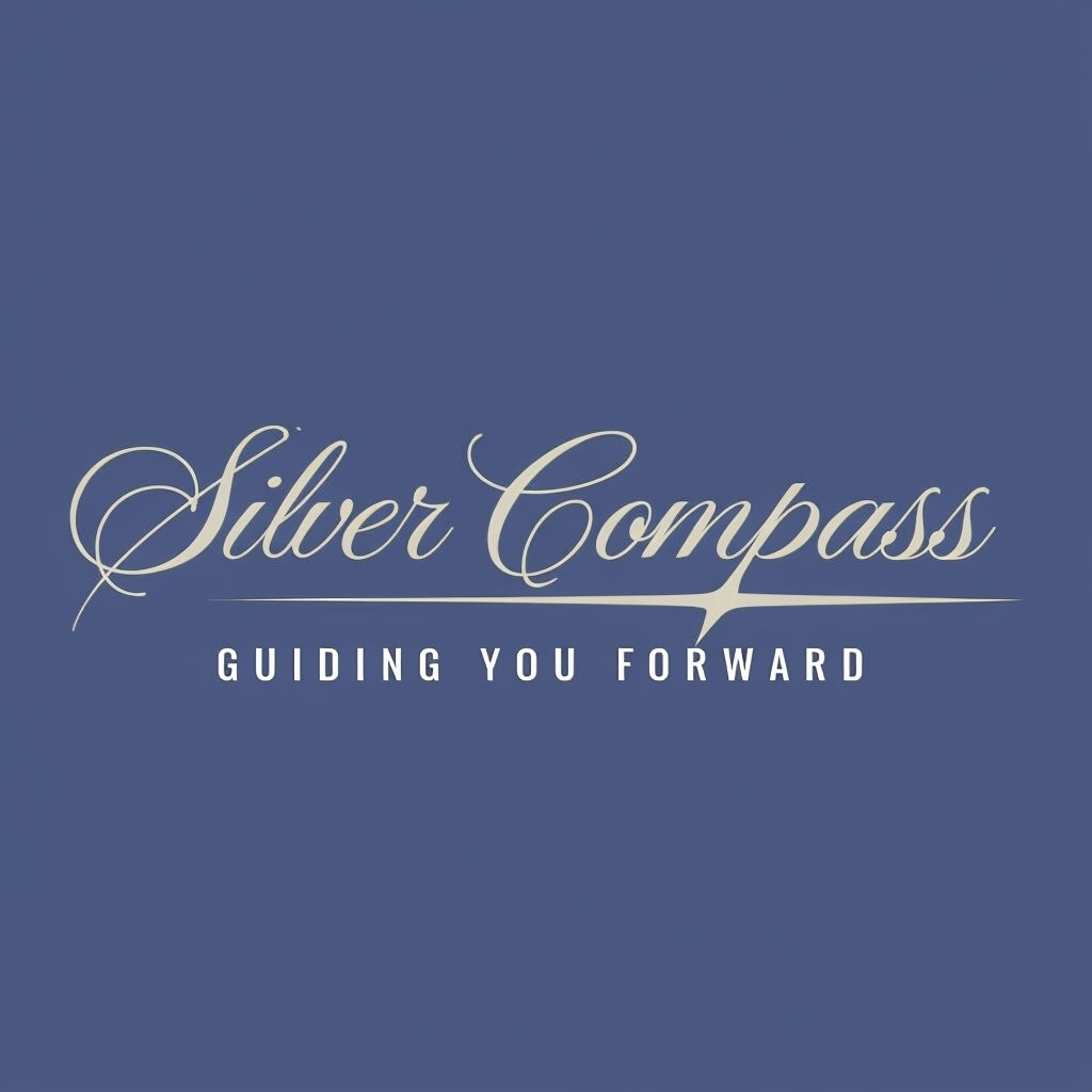 Elegant Minimalist Silver Compass Logo for Navigation Services