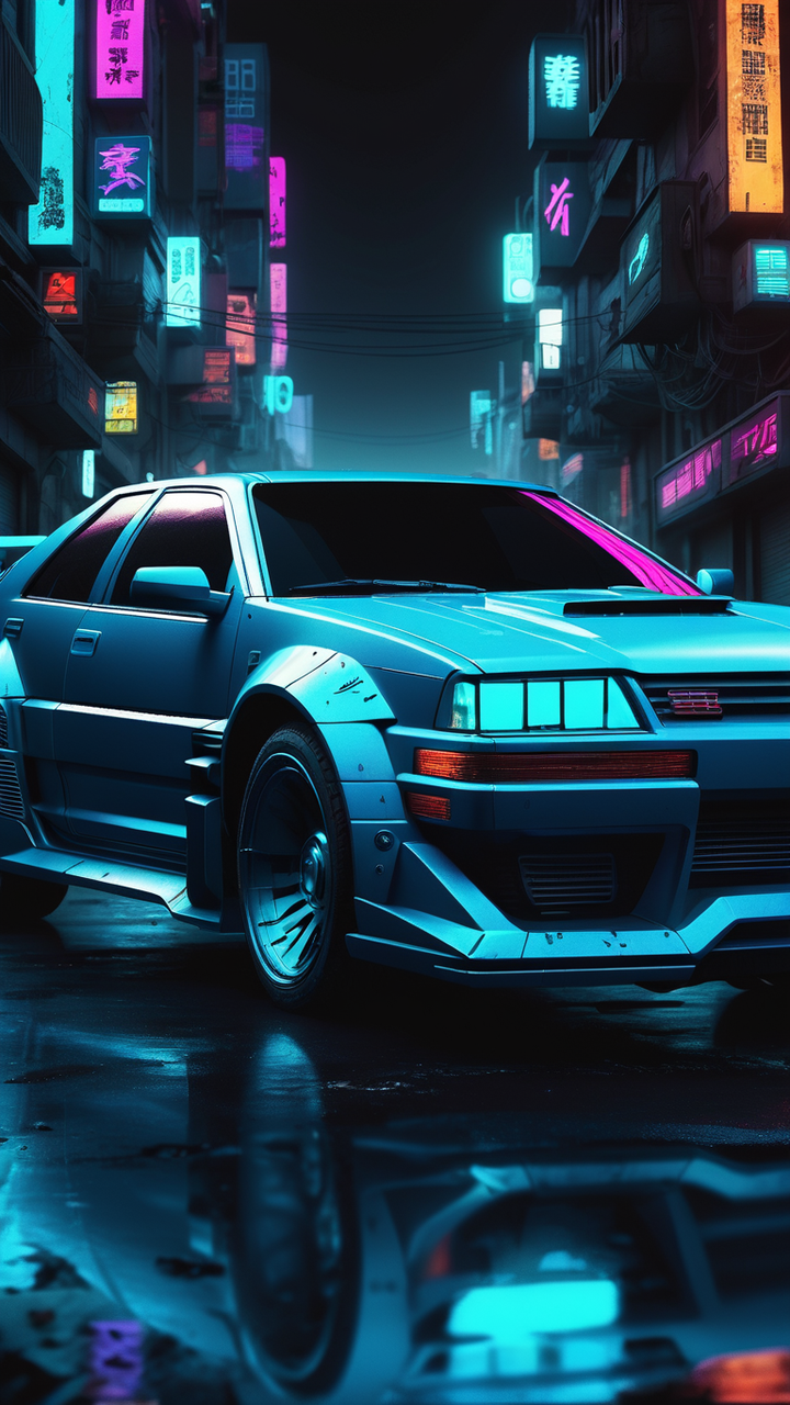 Cyberpunk car blue by Danien - Playground