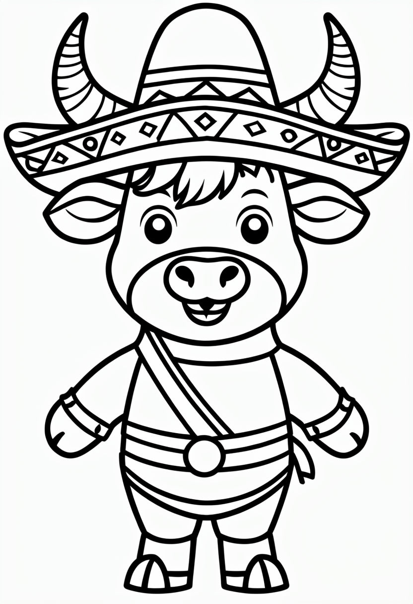 Friendly Bull Line Art Coloring Page for Relaxing Creativity
