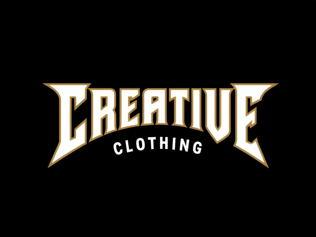 Bold Gold Creative Clothing Logo on Black Background