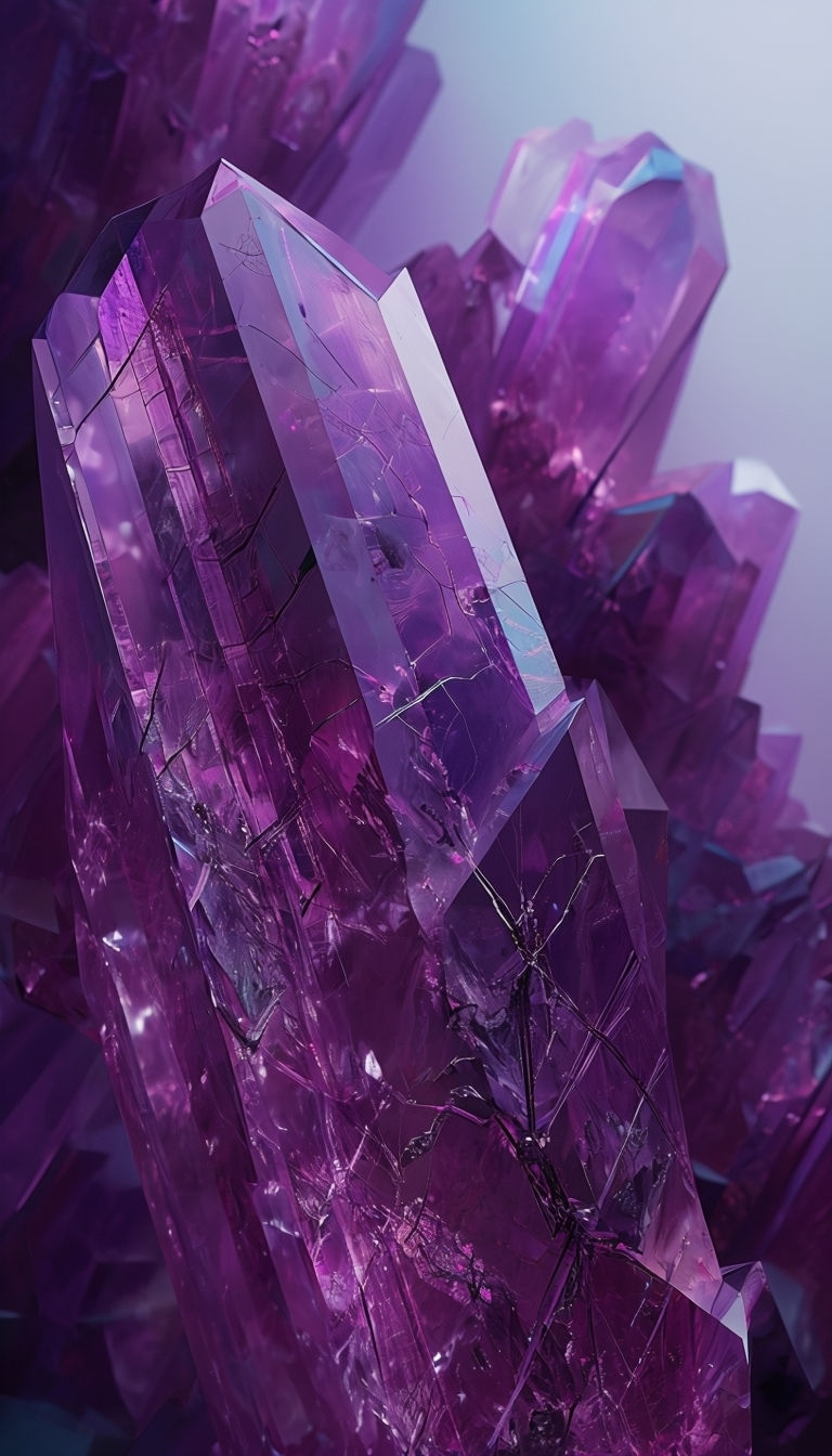Vibrant Purple and Magenta Crystals Abstract Digital Art Mobile Wallpaper