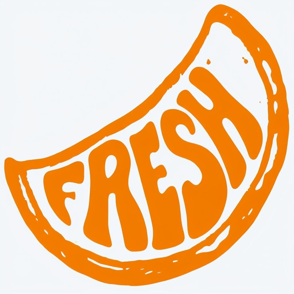 Retro Fresh Orange Slice with Playful Typography Sticker