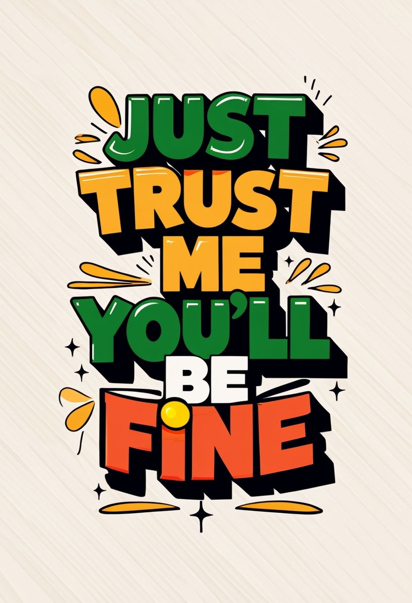 Vibrant Motivational Typography "Just Trust Me You'll Be Fine" Poster