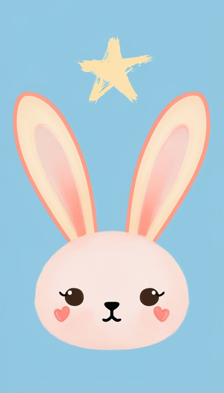 Cute Cartoon Bunny Face Illustration Phone Case Cover