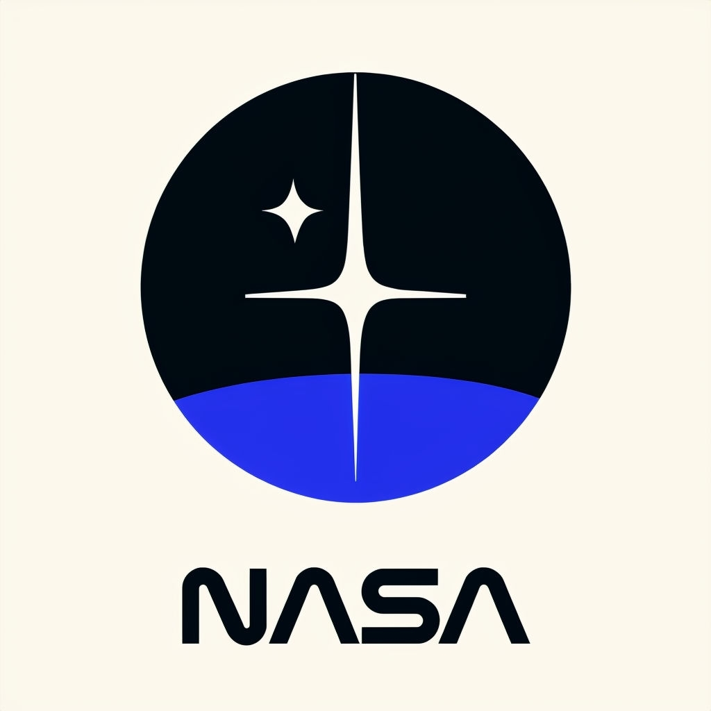 Minimalist NASA Logo Design with Four-Pointed Star Emblem Logo