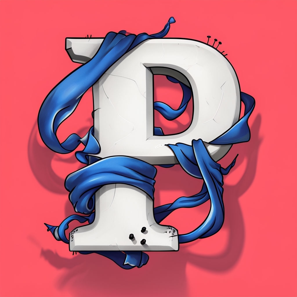 Stylish 3D Letter P with Blue Fabric Accents Artwork Monogram