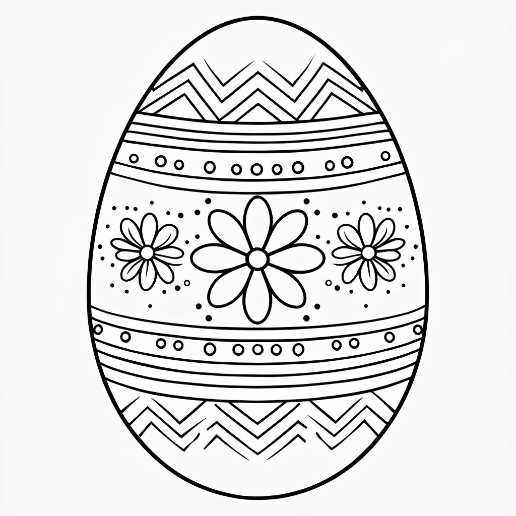 Intricate Black and White Easter Egg Line Art Sticker