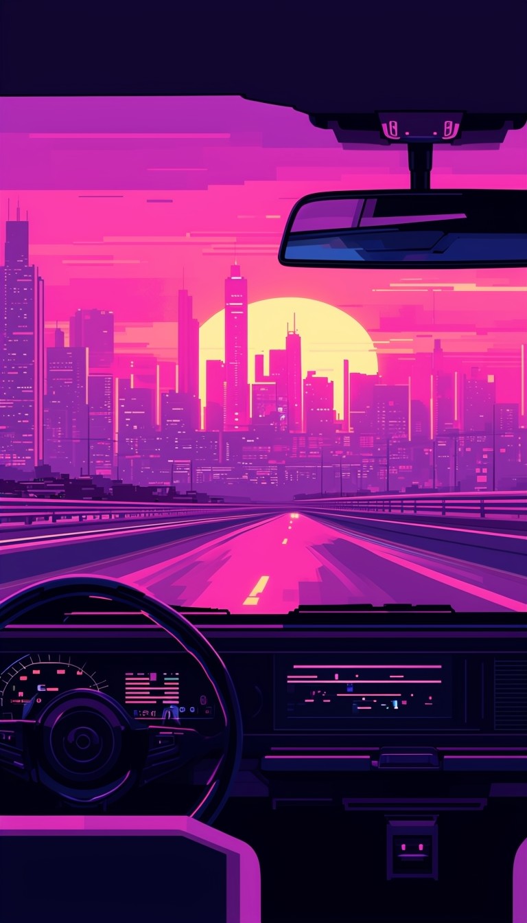 Synthwave pixel art - Let's ride