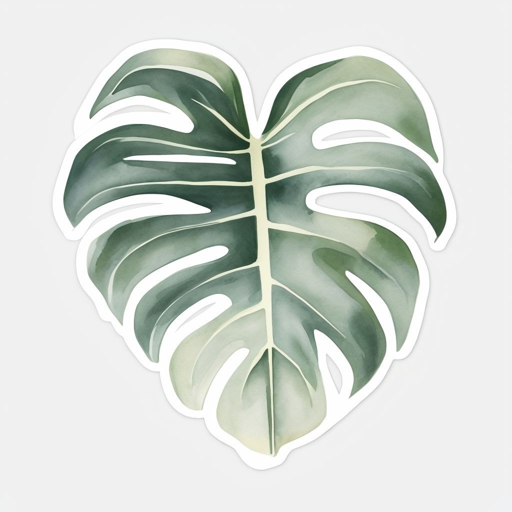 Modern Minimalist Monstera Leaf Die-Cut Sticker Design