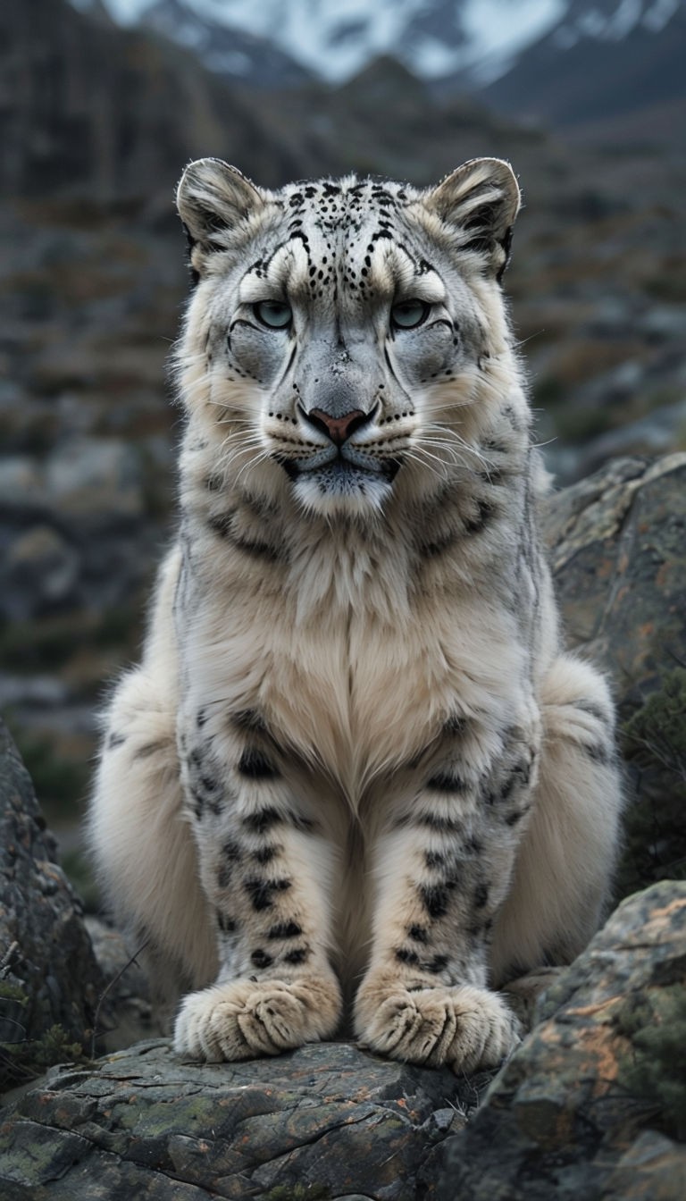 Captivating Close-Up of a Majestic Snow Leopard in Its Natural Habitat