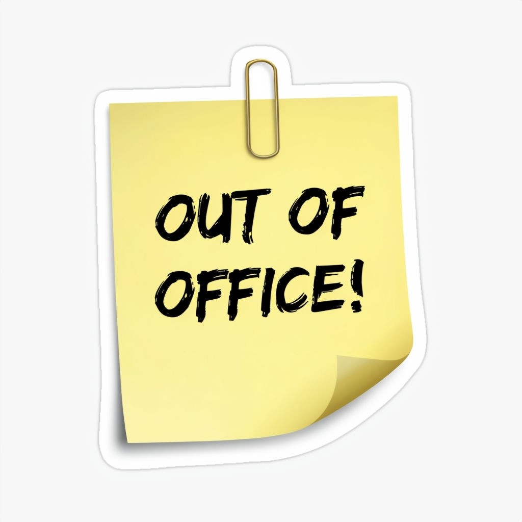 Bright Yellow 'OUT OF OFFICE!' Sticker Design