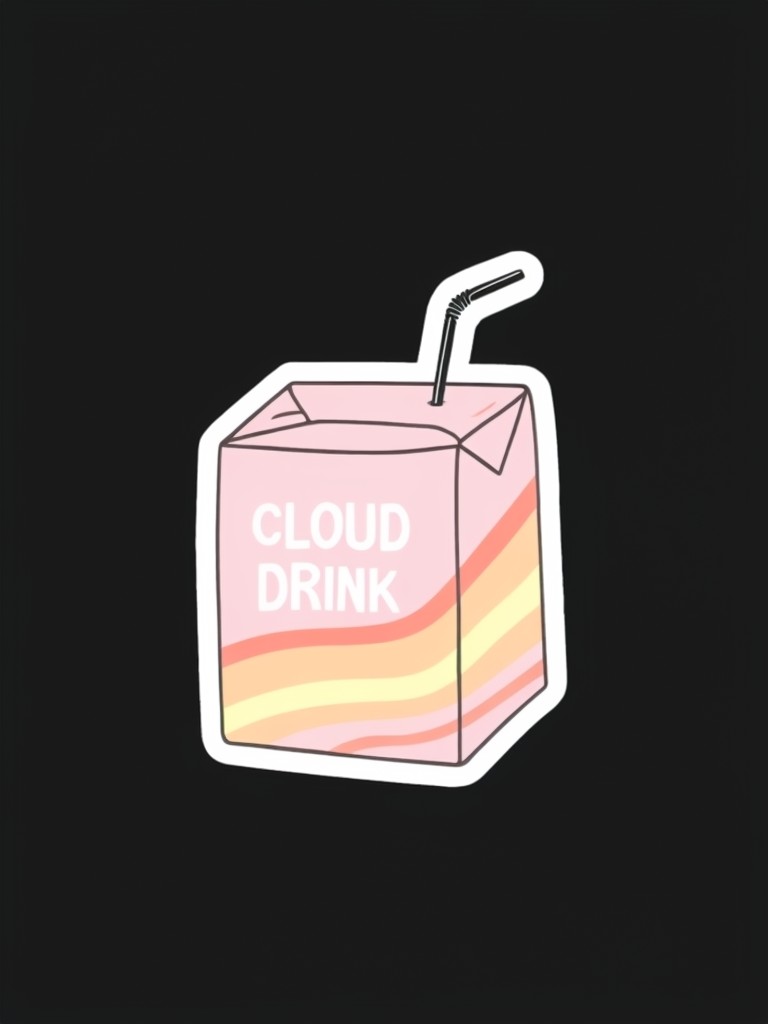 Pastel Pink Juice Box Sticker - CLOUD DRINK Design.