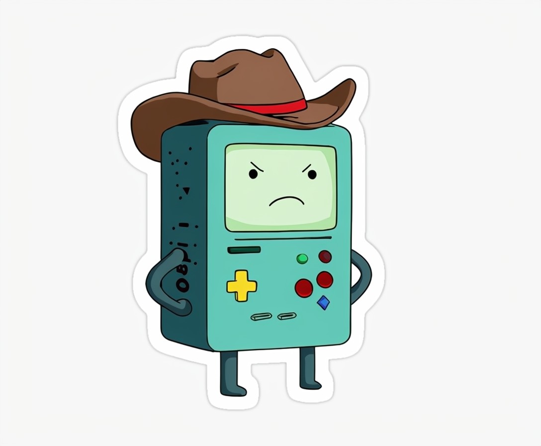 BMO Cowboy Hat Cartoon Sticker.