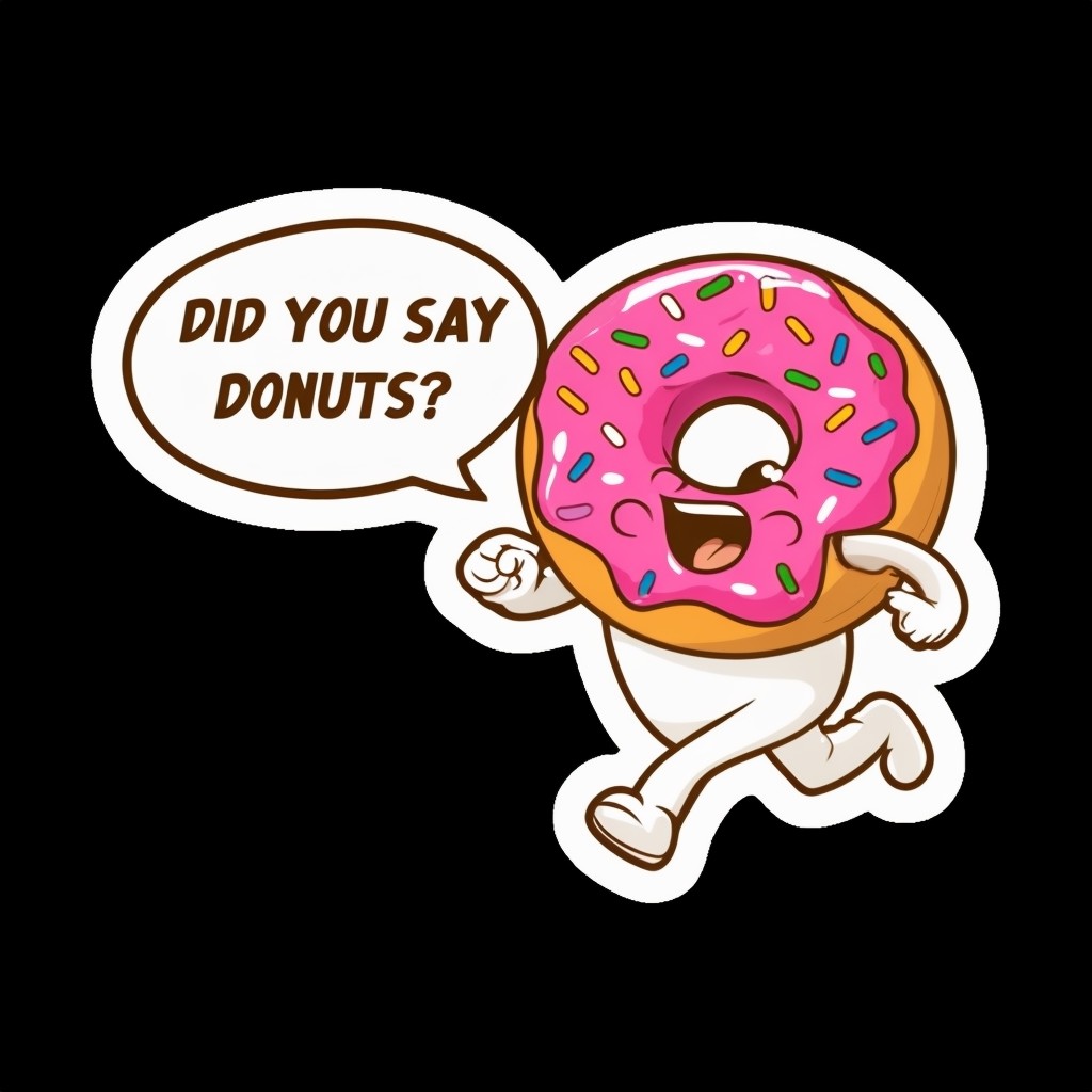 Happy Donut Character Cartoon Sticker