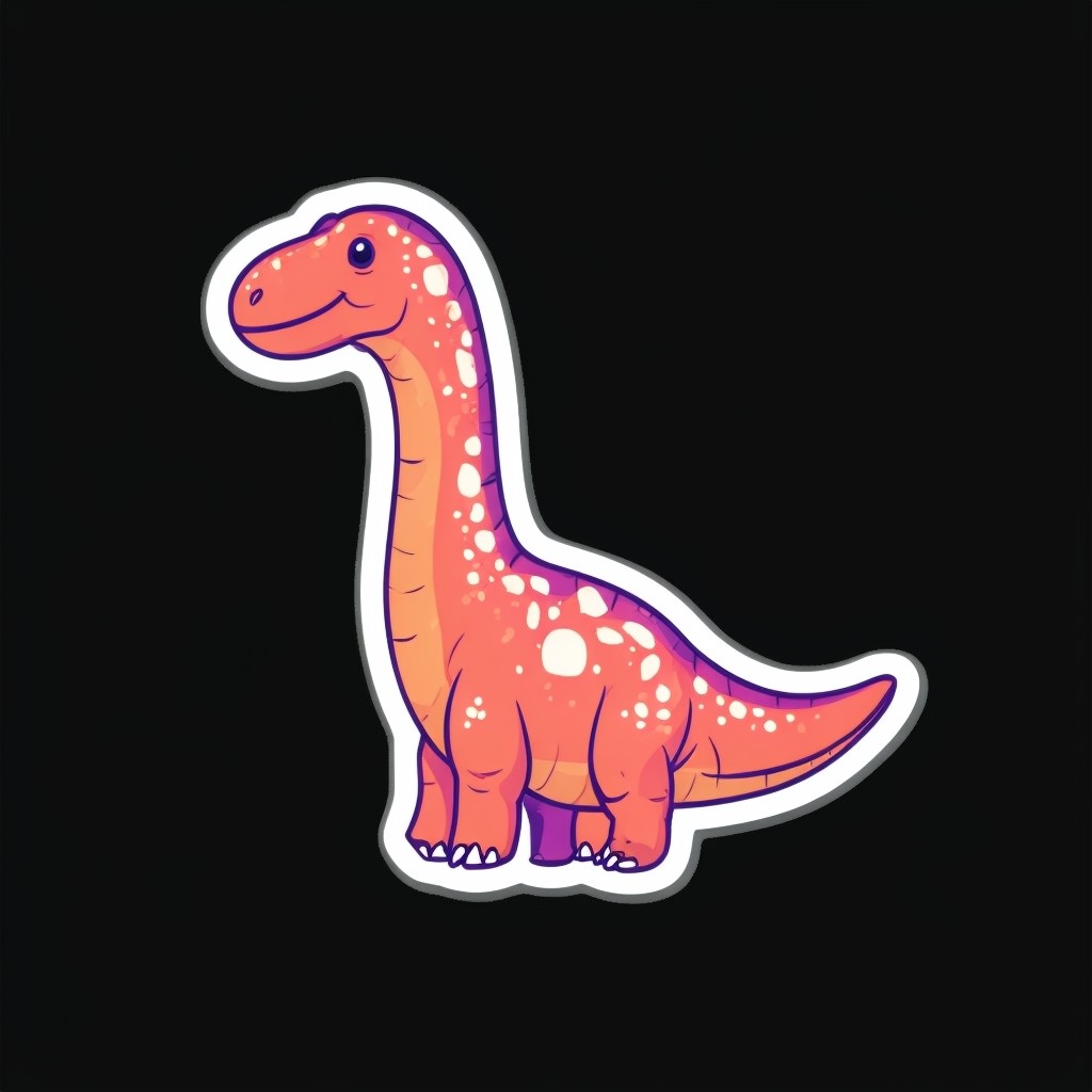 Pink and Orange Cartoon Dinosaur Sticker