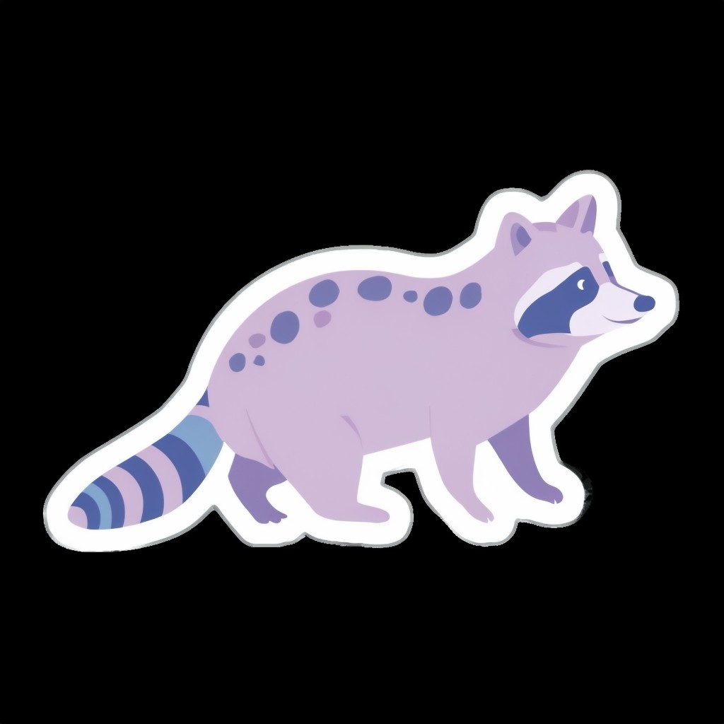 Pastel Cartoon Raccoon Minimalist Sticker Design