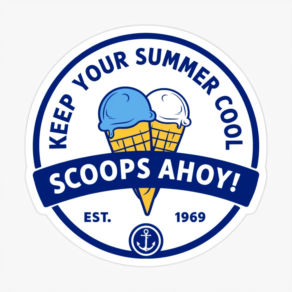 Retro Navy Ice Cream Sticker Design