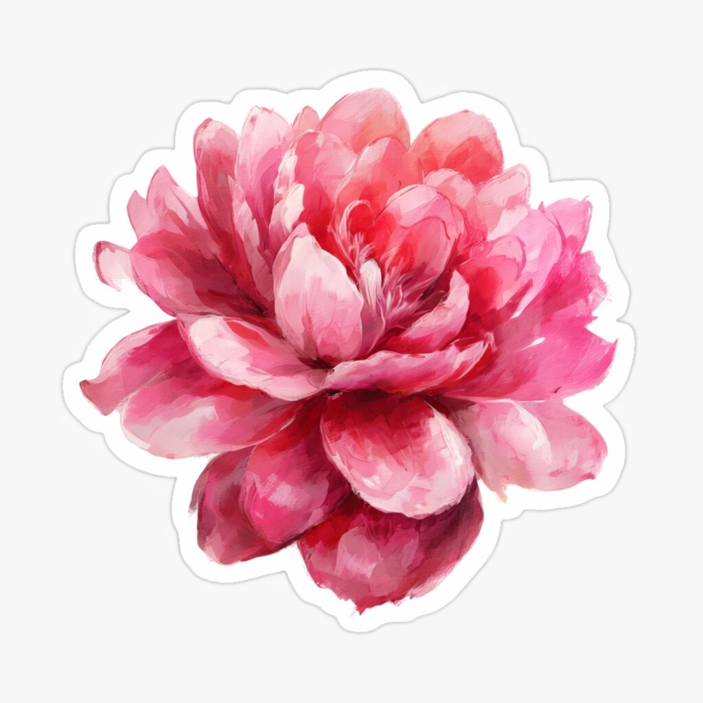 Elegant Pink Red Gradient Flower Sticker