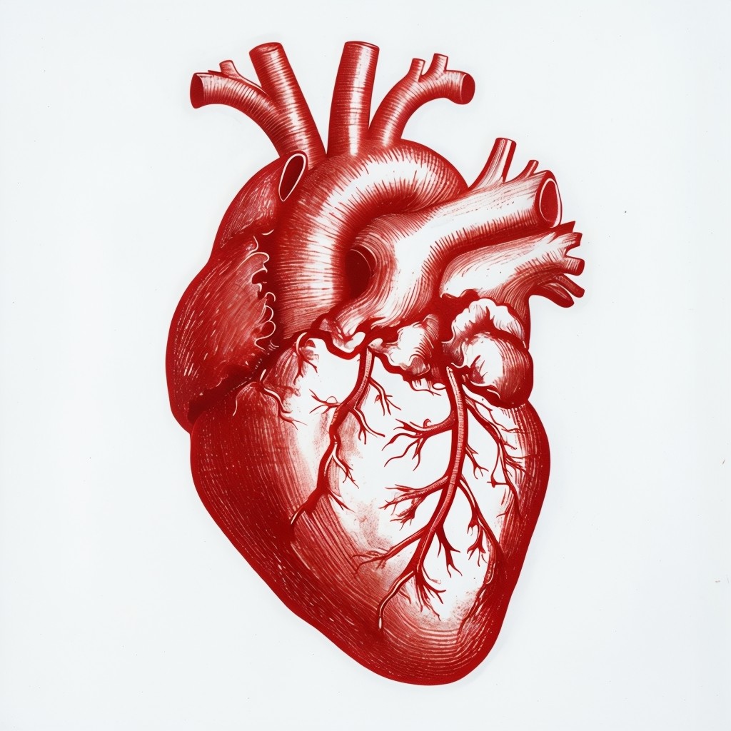 Vintage Crimson Red Human Heart Anatomy Illustration - Playground