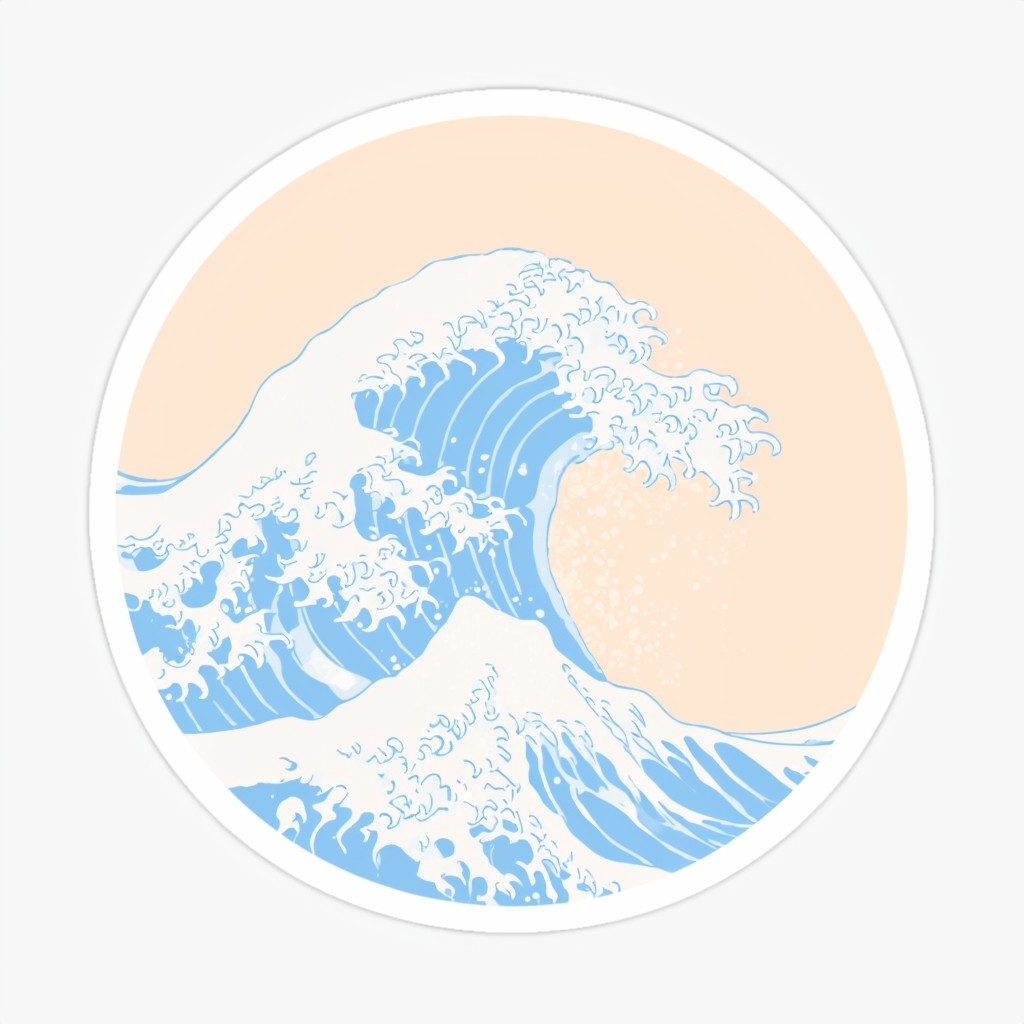 Pastel Peach Wave Circle Sticker - Playground